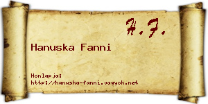 Hanuska Fanni névjegykártya